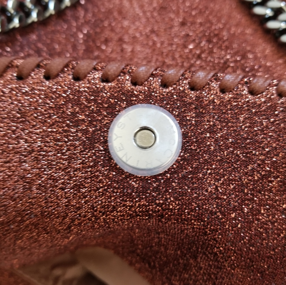 Stella McCartney Lurex Falabella Three Chain Crossbody Bag Rust - Picture 9 of 12